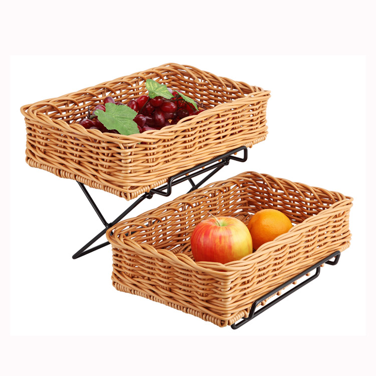 2-lags stativ med Poly Rattan Basket Display System