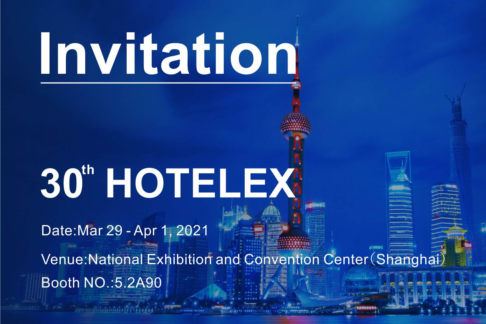 Invitation til det 30. HOTELEX Shanghai